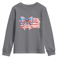 Patriotic American Flag Bow Youth Sweatshirt Gift For Women
