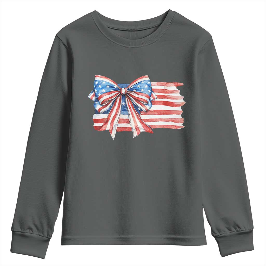 Patriotic American Flag Bow Youth Sweatshirt Gift For Women