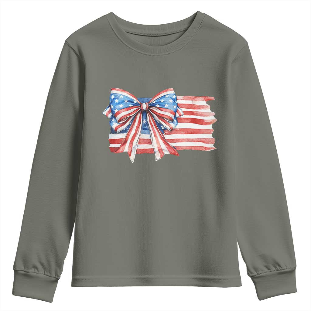 Patriotic American Flag Bow Youth Sweatshirt Gift For Women