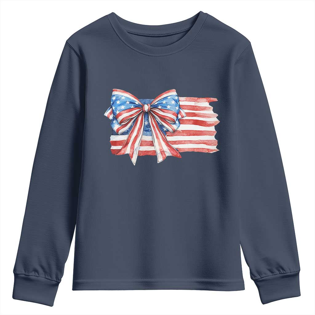 Patriotic American Flag Bow Youth Sweatshirt Gift For Women