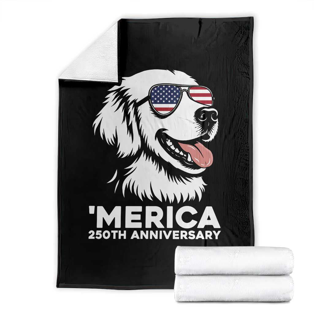 Merica Golden Retriever Lover Throw Blanket 250th Anniversary Gift