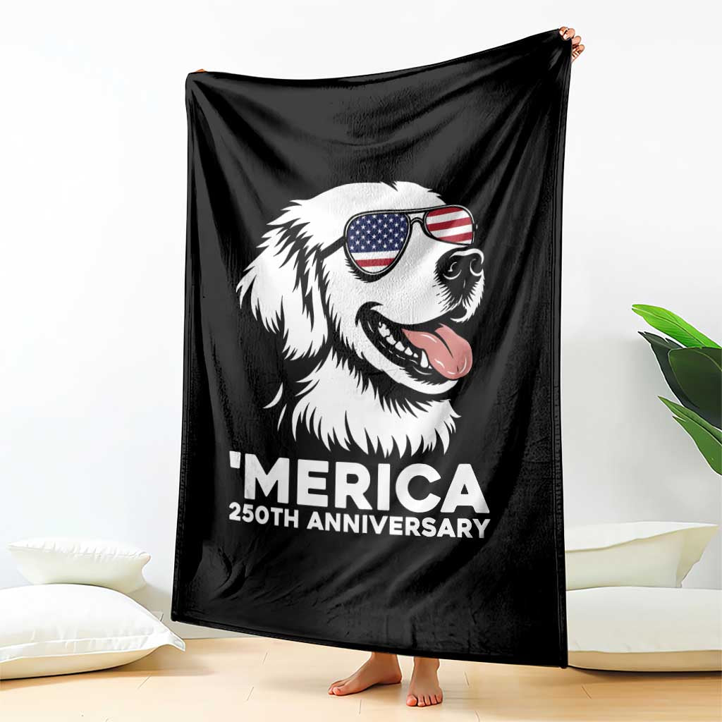 Merica Golden Retriever Lover Throw Blanket 250th Anniversary Gift
