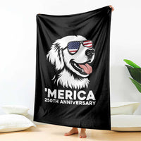 Merica Golden Retriever Lover Throw Blanket 250th Anniversary Gift