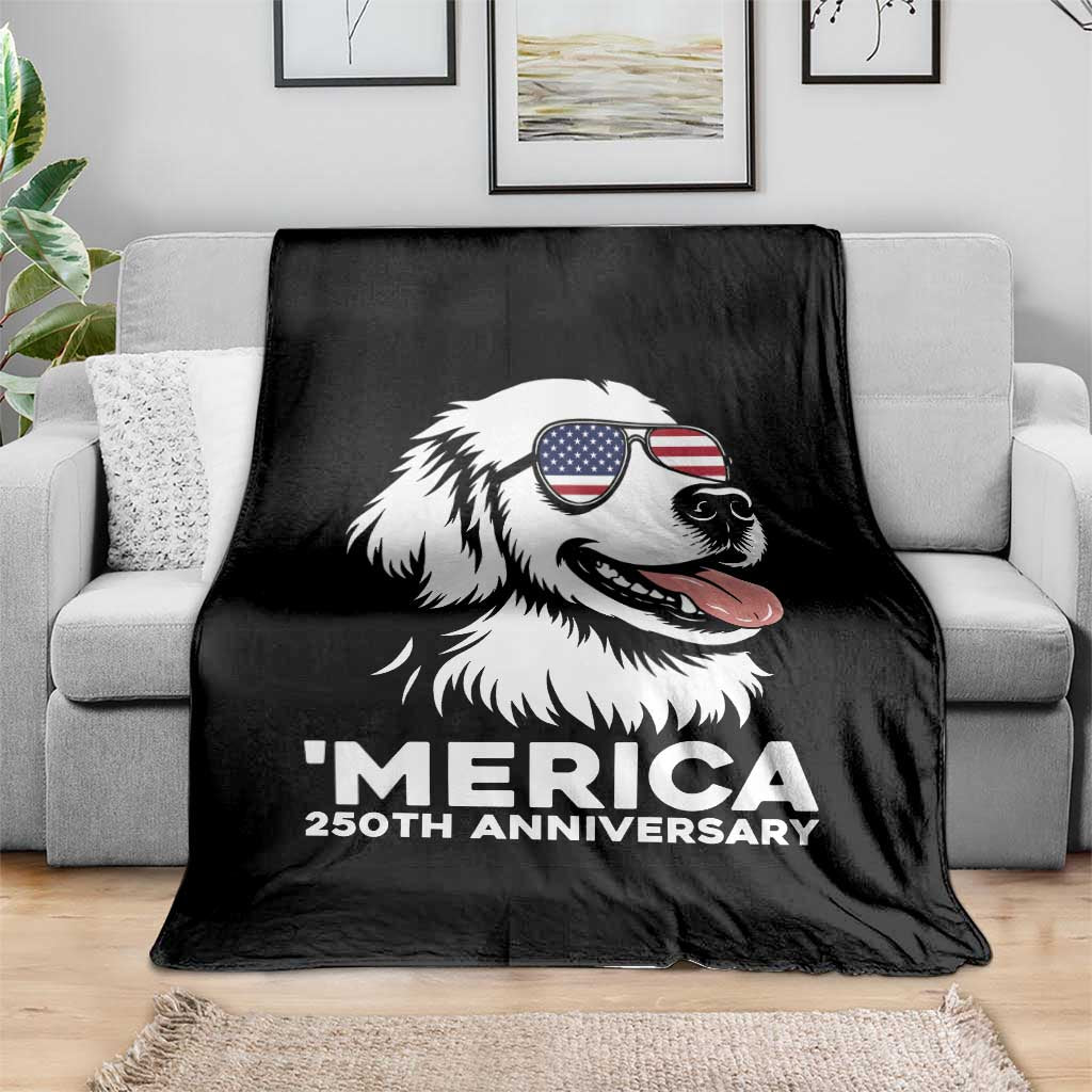 Merica Golden Retriever Lover Throw Blanket 250th Anniversary Gift