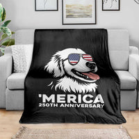 Merica Golden Retriever Lover Throw Blanket 250th Anniversary Gift