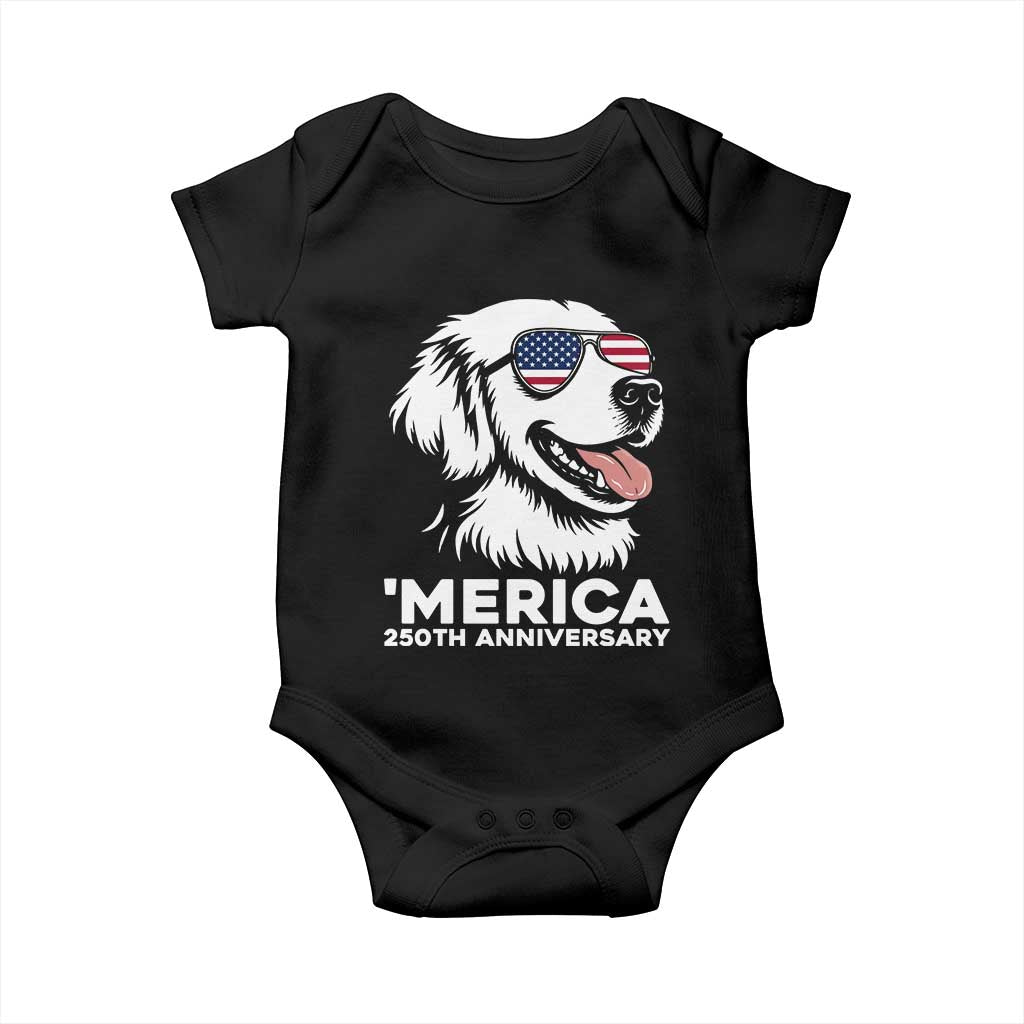 Merica Golden Retriever Lover Baby Onesie 250th Anniversary Gift
