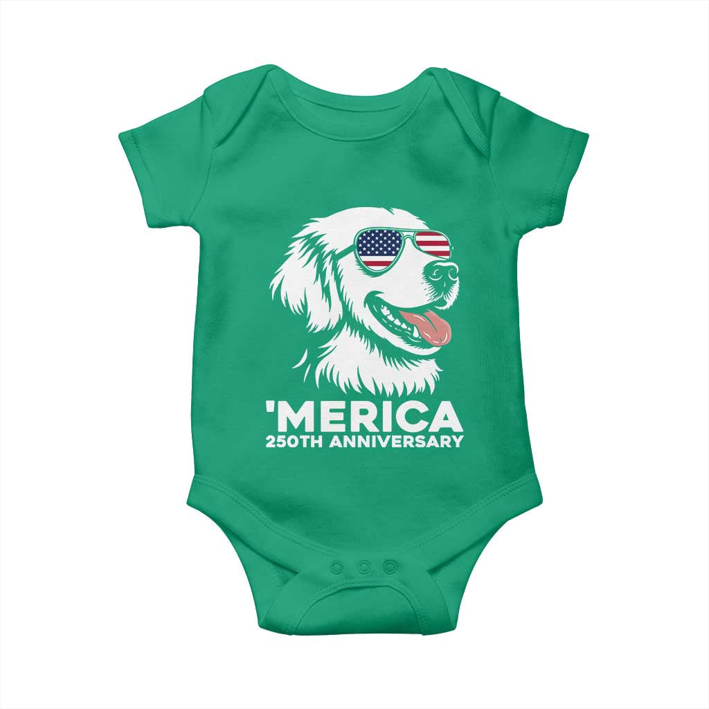 Merica Golden Retriever Lover Baby Onesie 250th Anniversary Gift