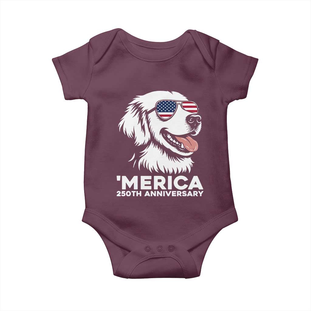 Merica Golden Retriever Lover Baby Onesie 250th Anniversary Gift
