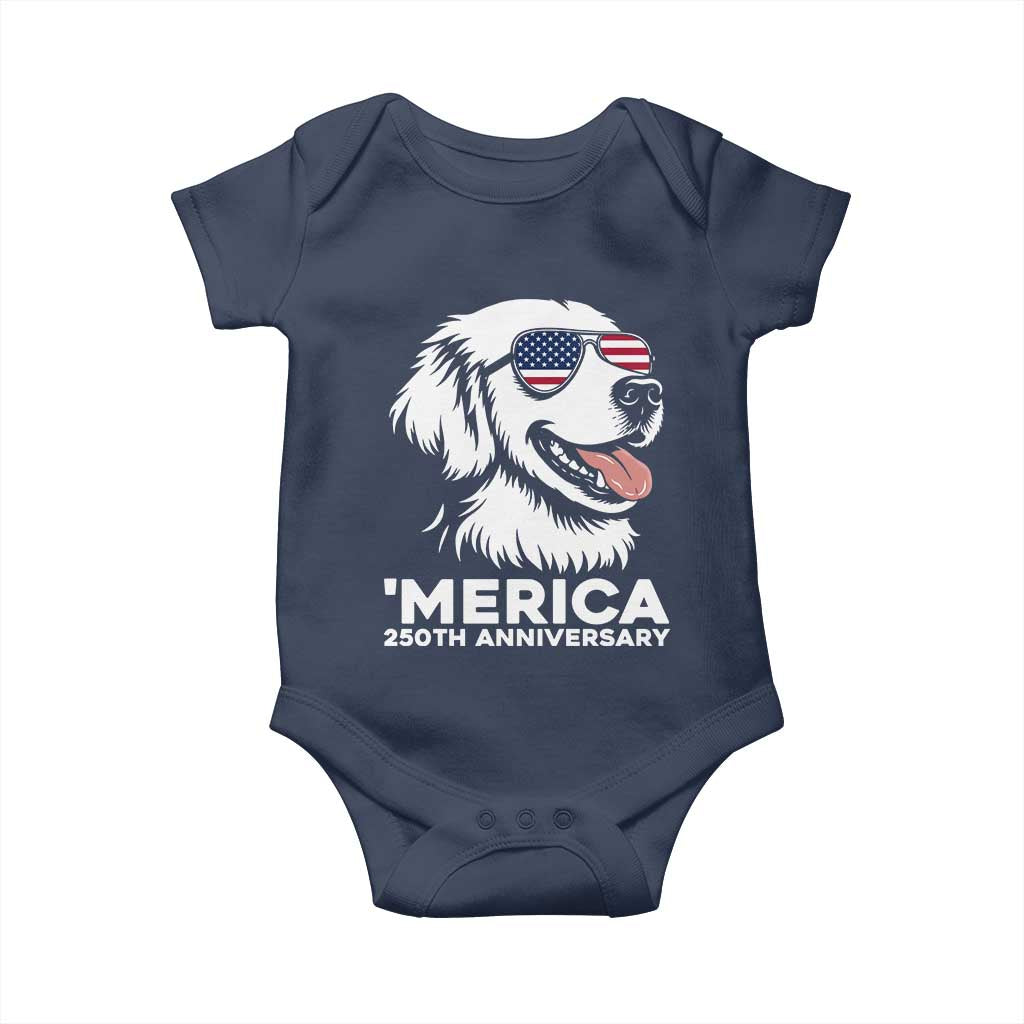 Merica Golden Retriever Lover Baby Onesie 250th Anniversary Gift