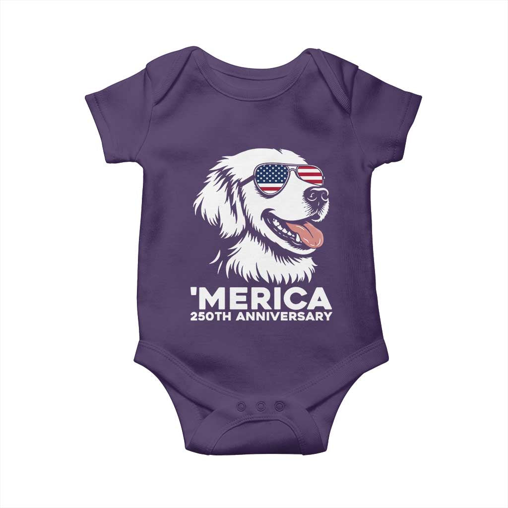 Merica Golden Retriever Lover Baby Onesie 250th Anniversary Gift
