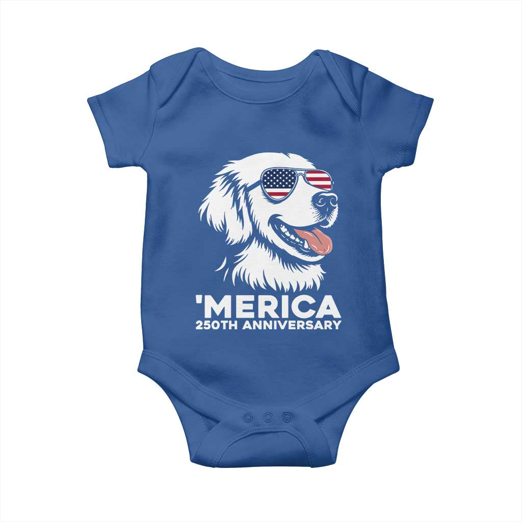 Merica Golden Retriever Lover Baby Onesie 250th Anniversary Gift