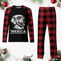 Merica Golden Retriever Lover Plaid Pajama Set 250th Anniversary Gift