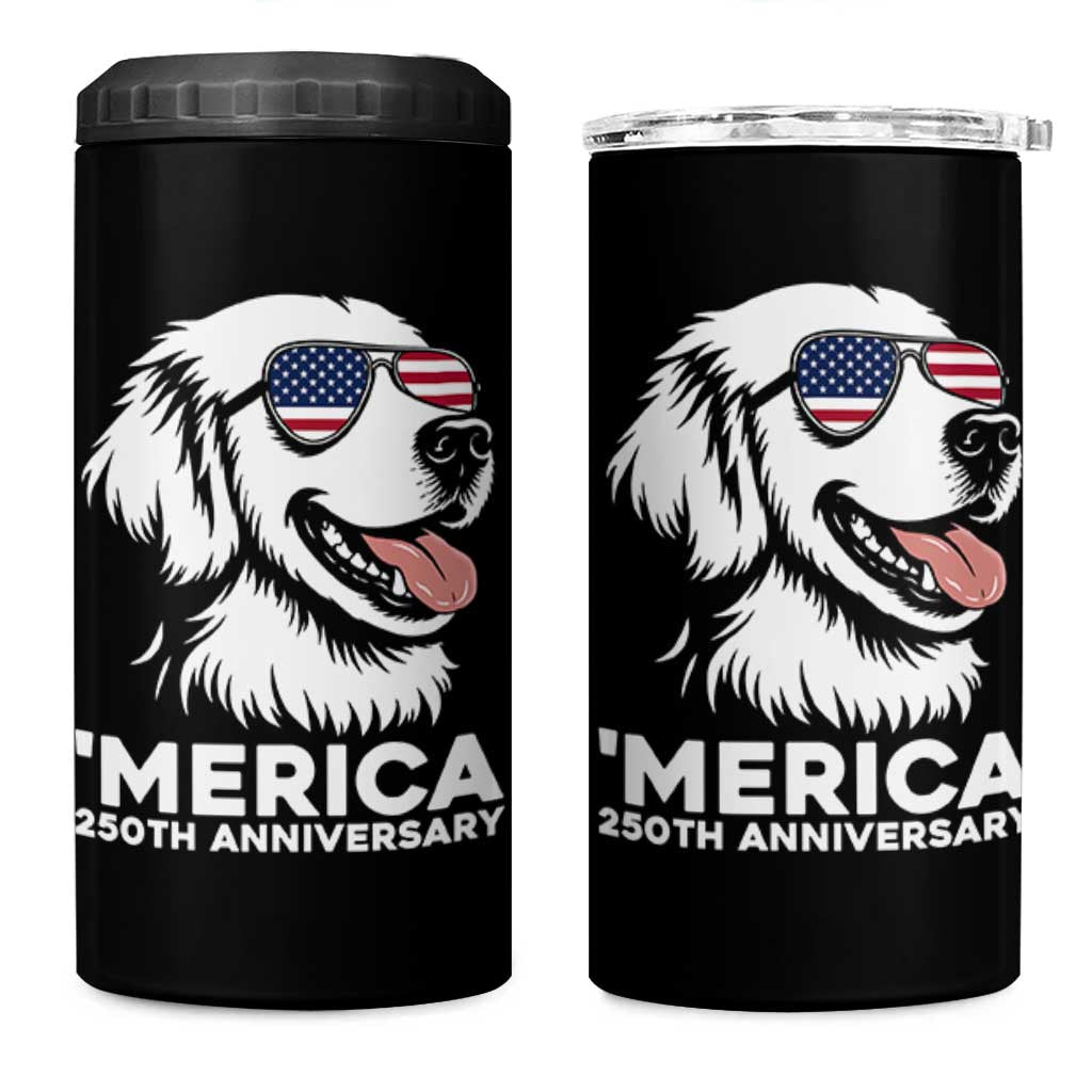 Merica Golden Retriever Lover 4 in 1 Can Cooler Tumbler 250th Anniversary Gift