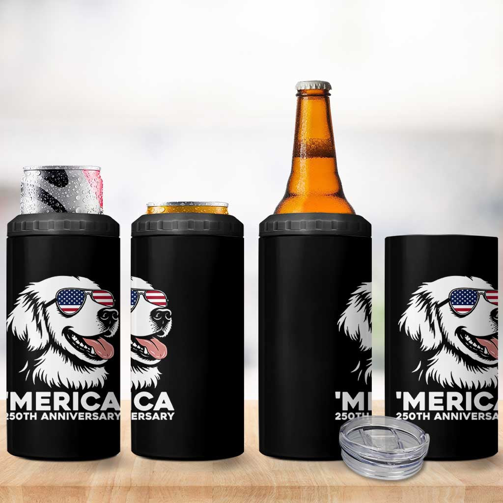 Merica Golden Retriever Lover 4 in 1 Can Cooler Tumbler 250th Anniversary Gift