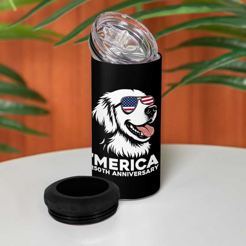 Merica Golden Retriever Lover 4 in 1 Can Cooler Tumbler 250th Anniversary Gift