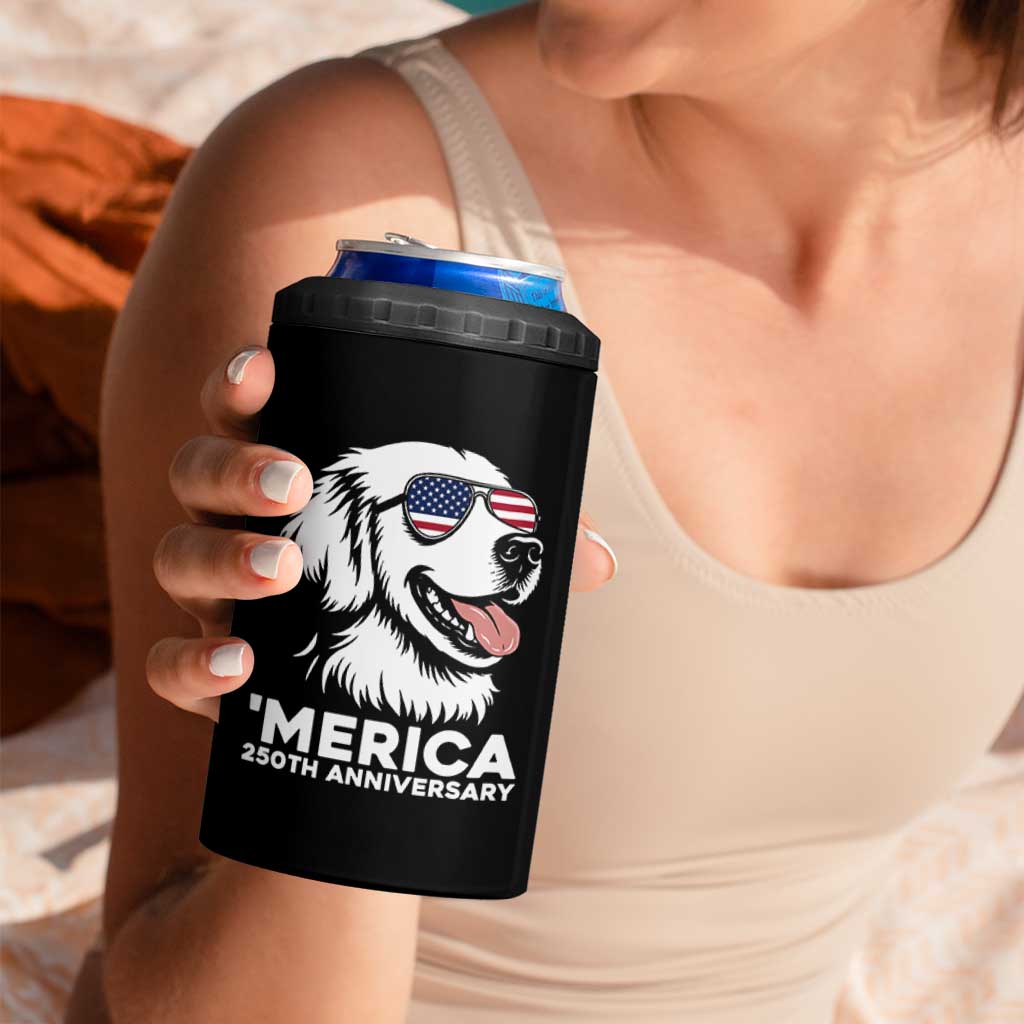 Merica Golden Retriever Lover 4 in 1 Can Cooler Tumbler 250th Anniversary Gift