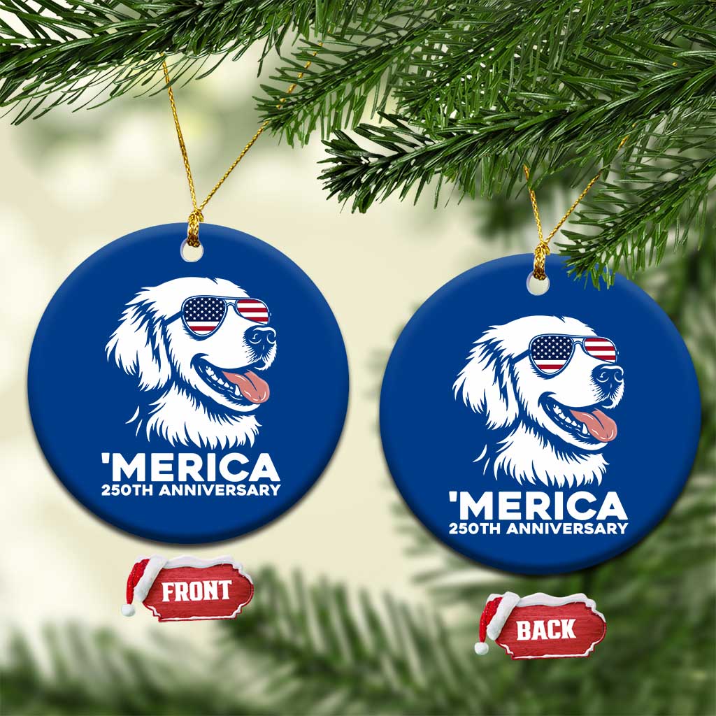 Merica Golden Retriever Lover Ceramic Ornament 250th Anniversary Gift
