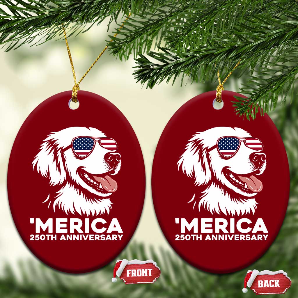 Merica Golden Retriever Lover Ceramic Ornament 250th Anniversary Gift