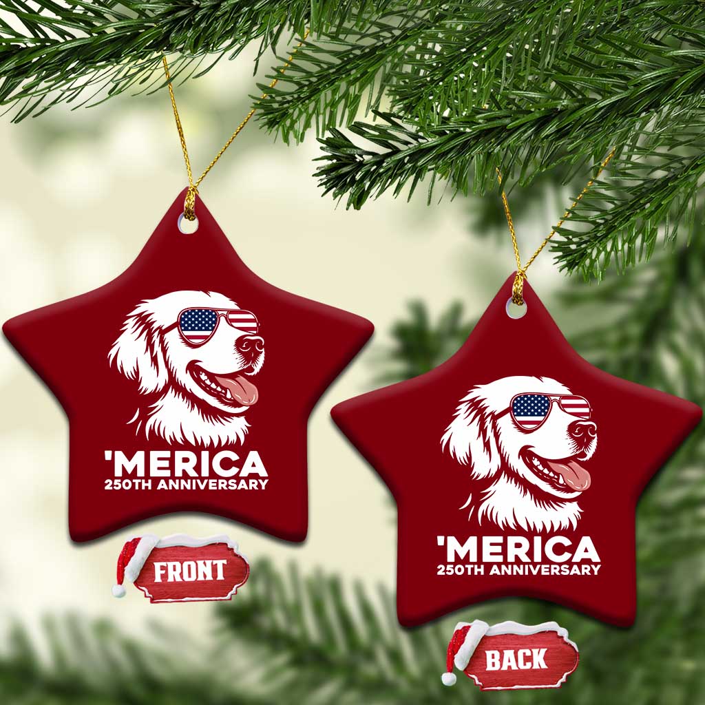 Merica Golden Retriever Lover Ceramic Ornament 250th Anniversary Gift