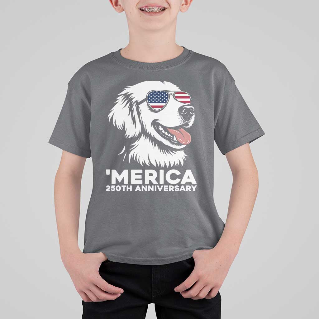 Merica Golden Retriever Lover T Shirt For Kid 250th Anniversary Gift