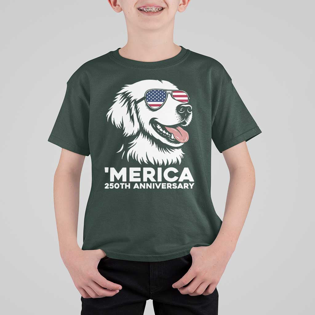 Merica Golden Retriever Lover T Shirt For Kid 250th Anniversary Gift