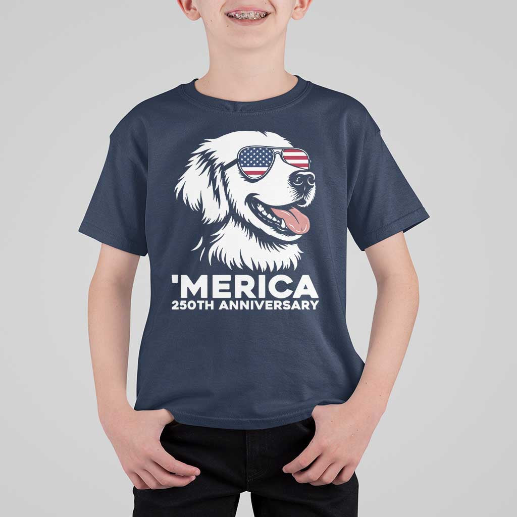 Merica Golden Retriever Lover T Shirt For Kid 250th Anniversary Gift