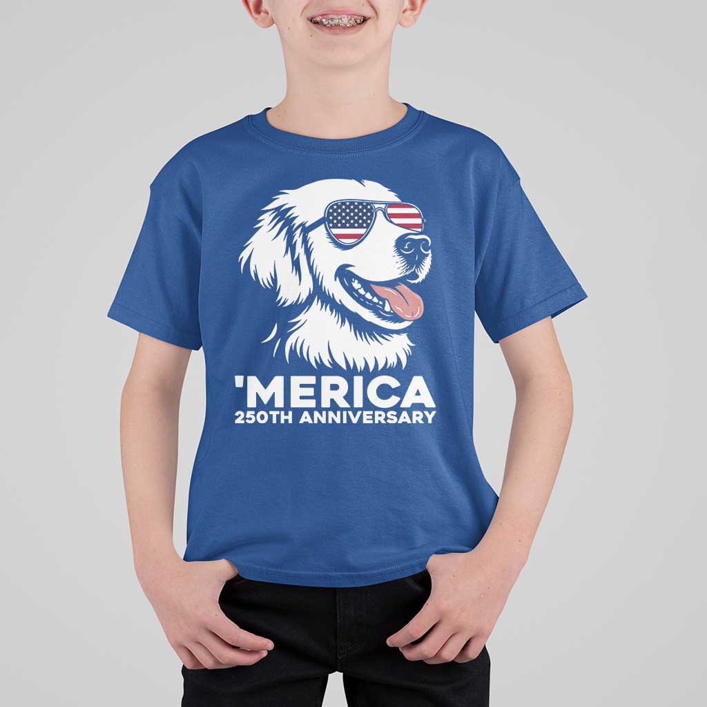 Merica Golden Retriever Lover T Shirt For Kid 250th Anniversary Gift