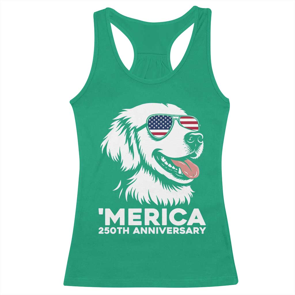 Merica Golden Retriever Lover Racerback Tank Top 250th Anniversary Gift