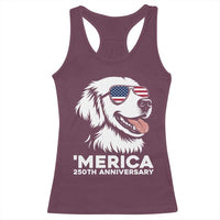 Merica Golden Retriever Lover Racerback Tank Top 250th Anniversary Gift