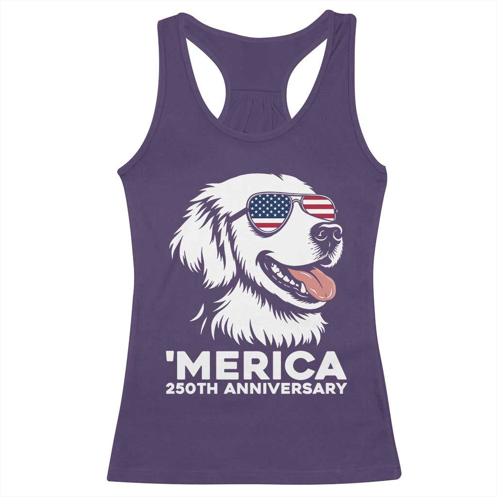 Merica Golden Retriever Lover Racerback Tank Top 250th Anniversary Gift