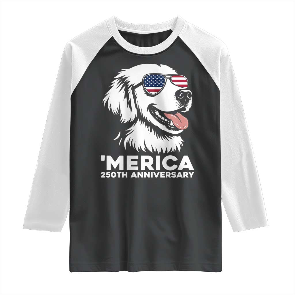 Merica Golden Retriever Lover Raglan Shirt 250th Anniversary Gift