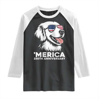 Merica Golden Retriever Lover Raglan Shirt 250th Anniversary Gift