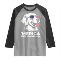 Merica Golden Retriever Lover Raglan Shirt 250th Anniversary Gift