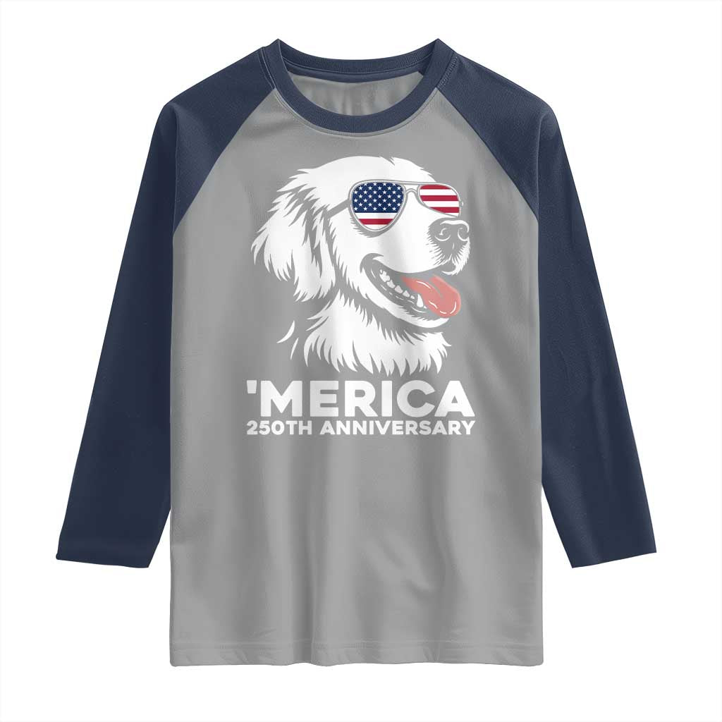 Merica Golden Retriever Lover Raglan Shirt 250th Anniversary Gift