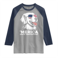 Merica Golden Retriever Lover Raglan Shirt 250th Anniversary Gift