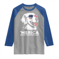 Merica Golden Retriever Lover Raglan Shirt 250th Anniversary Gift