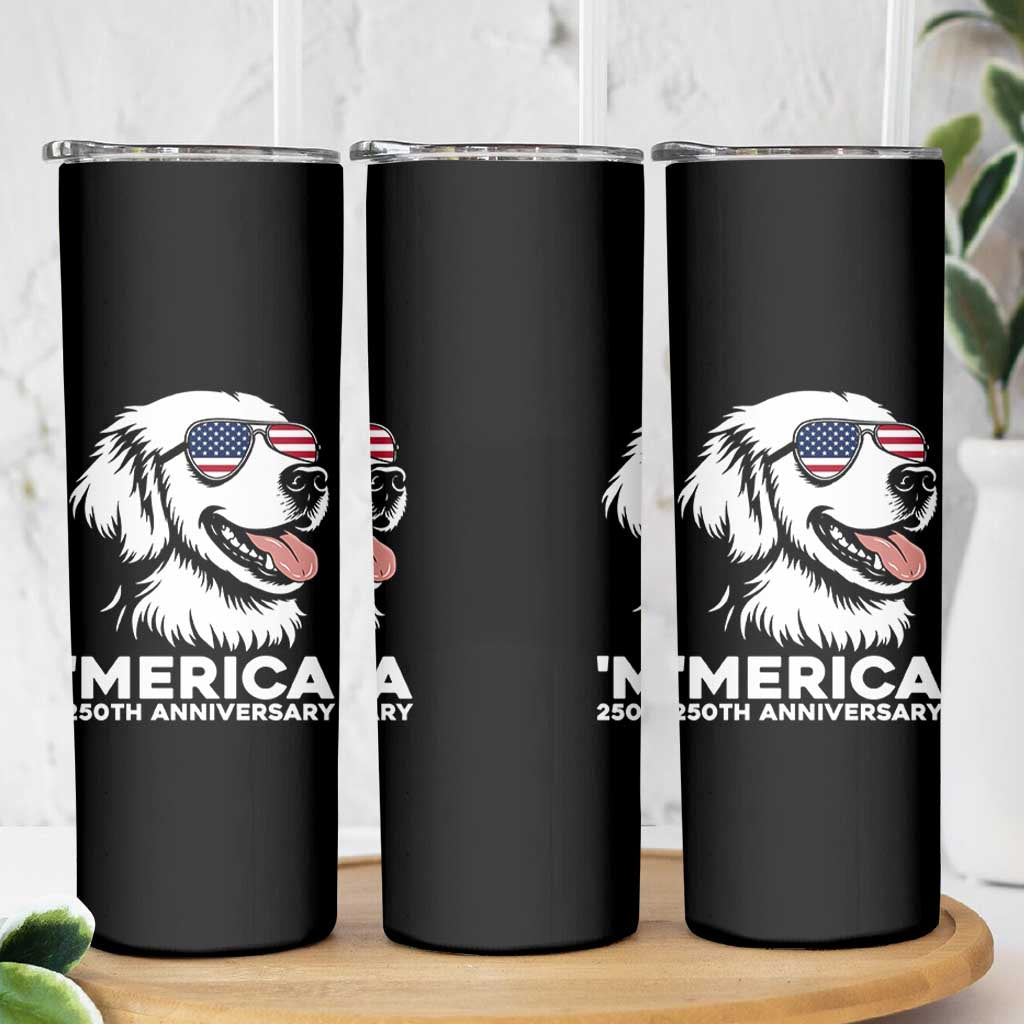 Merica Golden Retriever Lover Skinny Tumbler 250th Anniversary Gift
