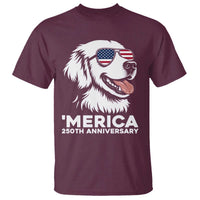 Merica Golden Retriever Lover T Shirt 250th Anniversary Gift