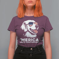 Merica Golden Retriever Lover T Shirt For Women 250th Anniversary Gift