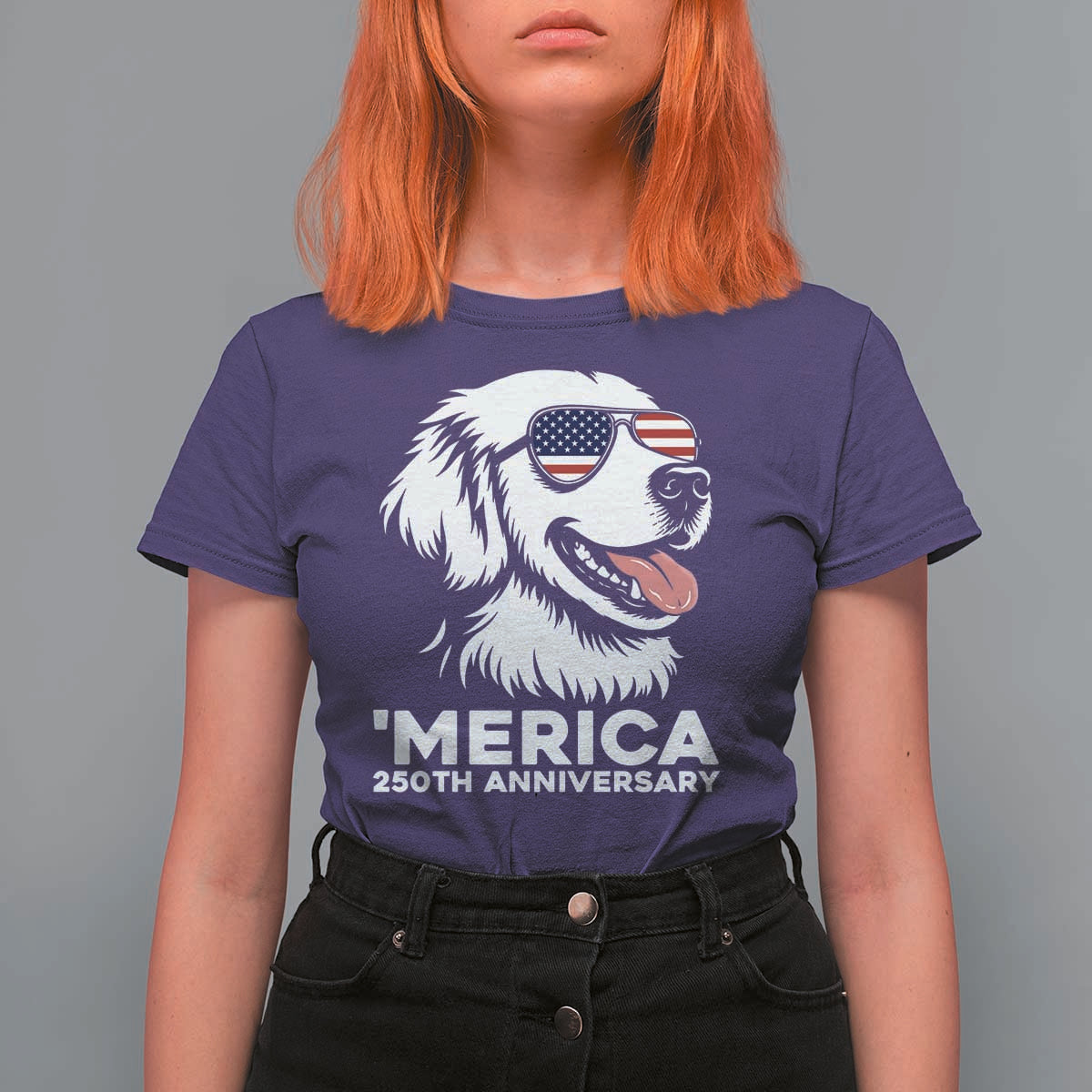 Merica Golden Retriever Lover T Shirt For Women 250th Anniversary Gift