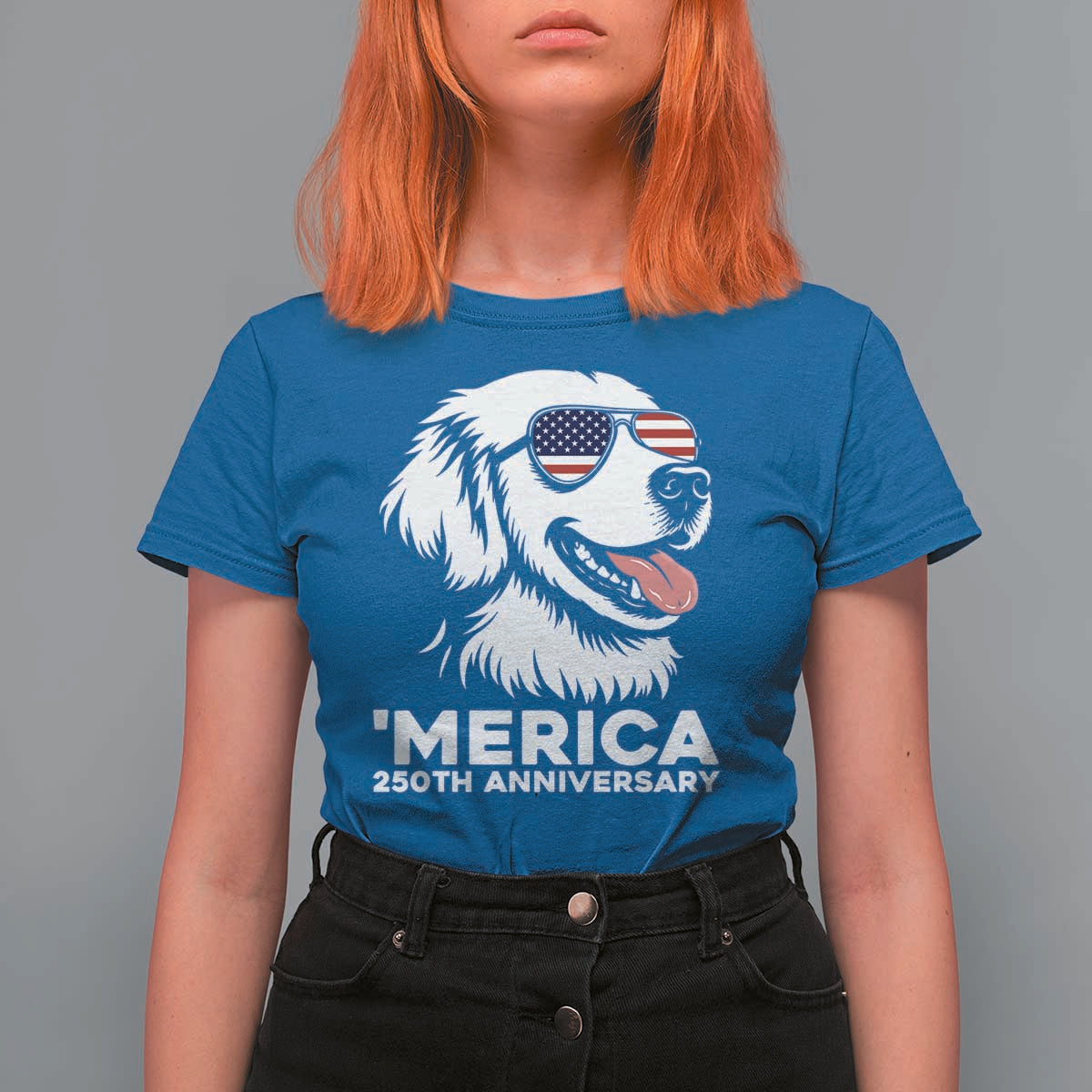 Merica Golden Retriever Lover T Shirt For Women 250th Anniversary Gift