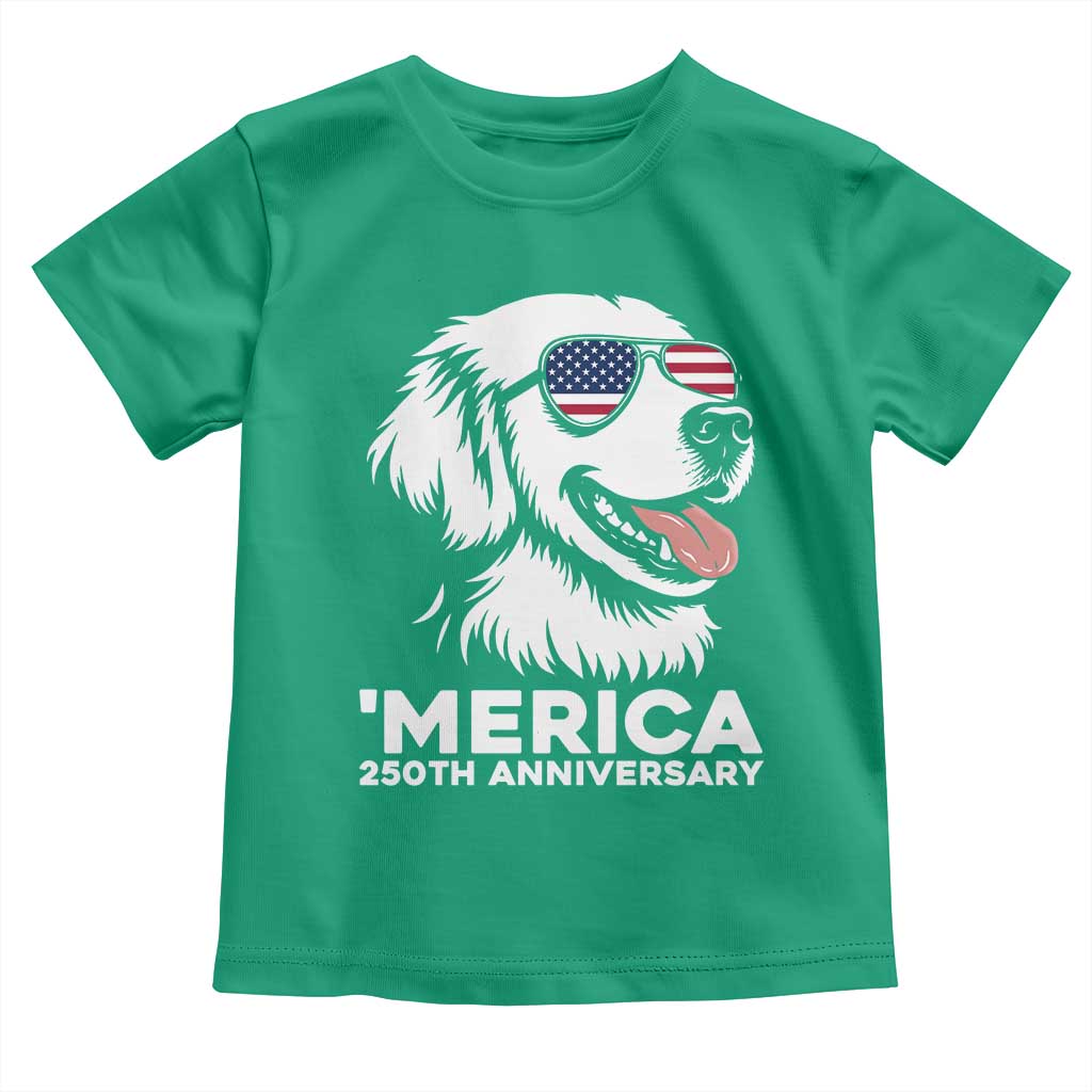 Merica Golden Retriever Lover Toddler T Shirt 250th Anniversary Gift