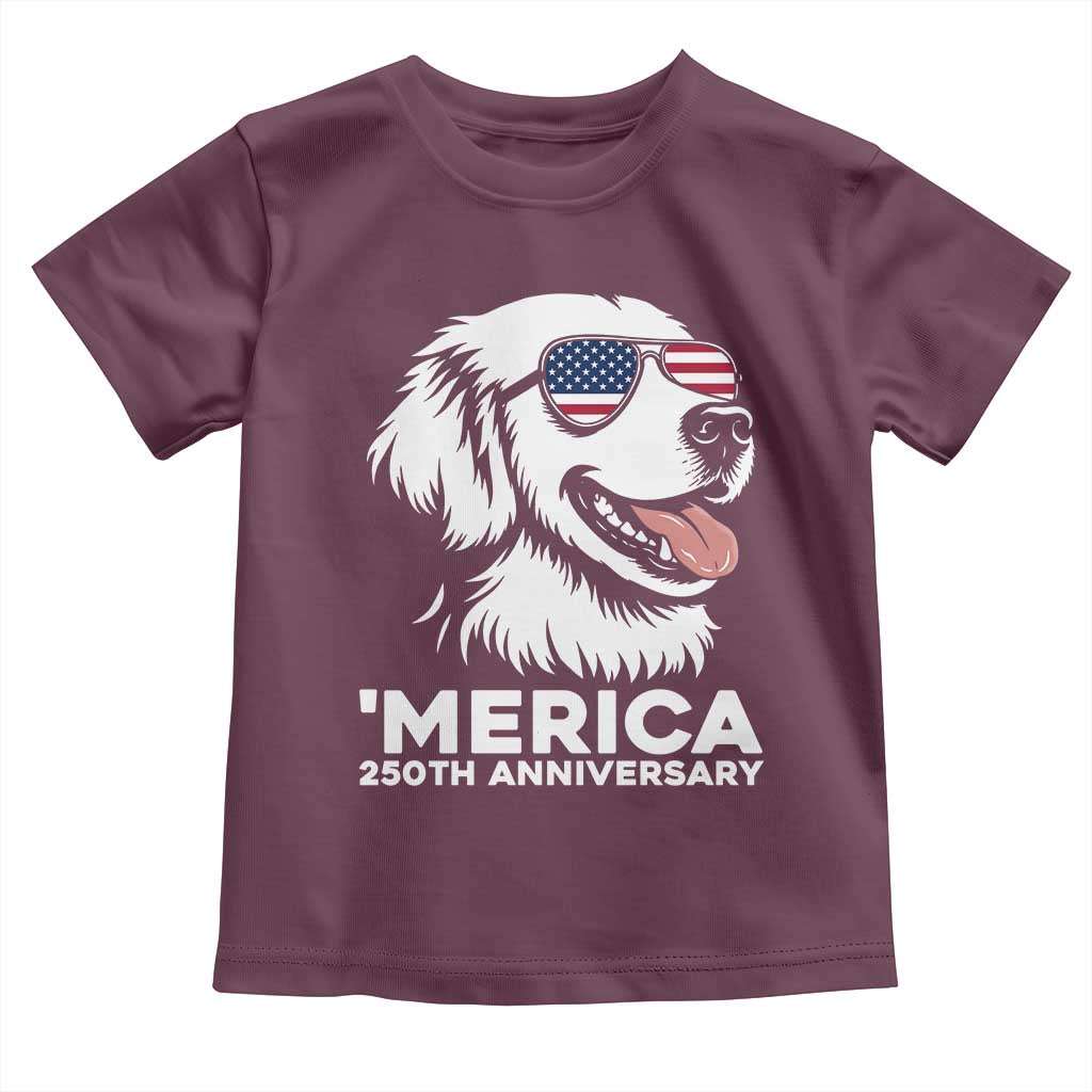 Merica Golden Retriever Lover Toddler T Shirt 250th Anniversary Gift