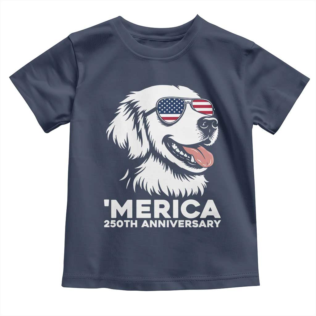 Merica Golden Retriever Lover Toddler T Shirt 250th Anniversary Gift