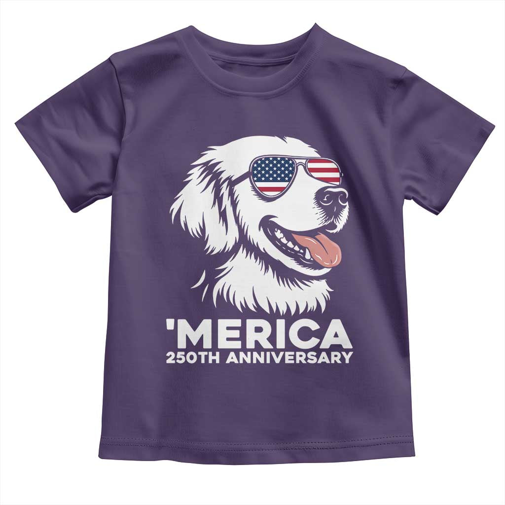 Merica Golden Retriever Lover Toddler T Shirt 250th Anniversary Gift