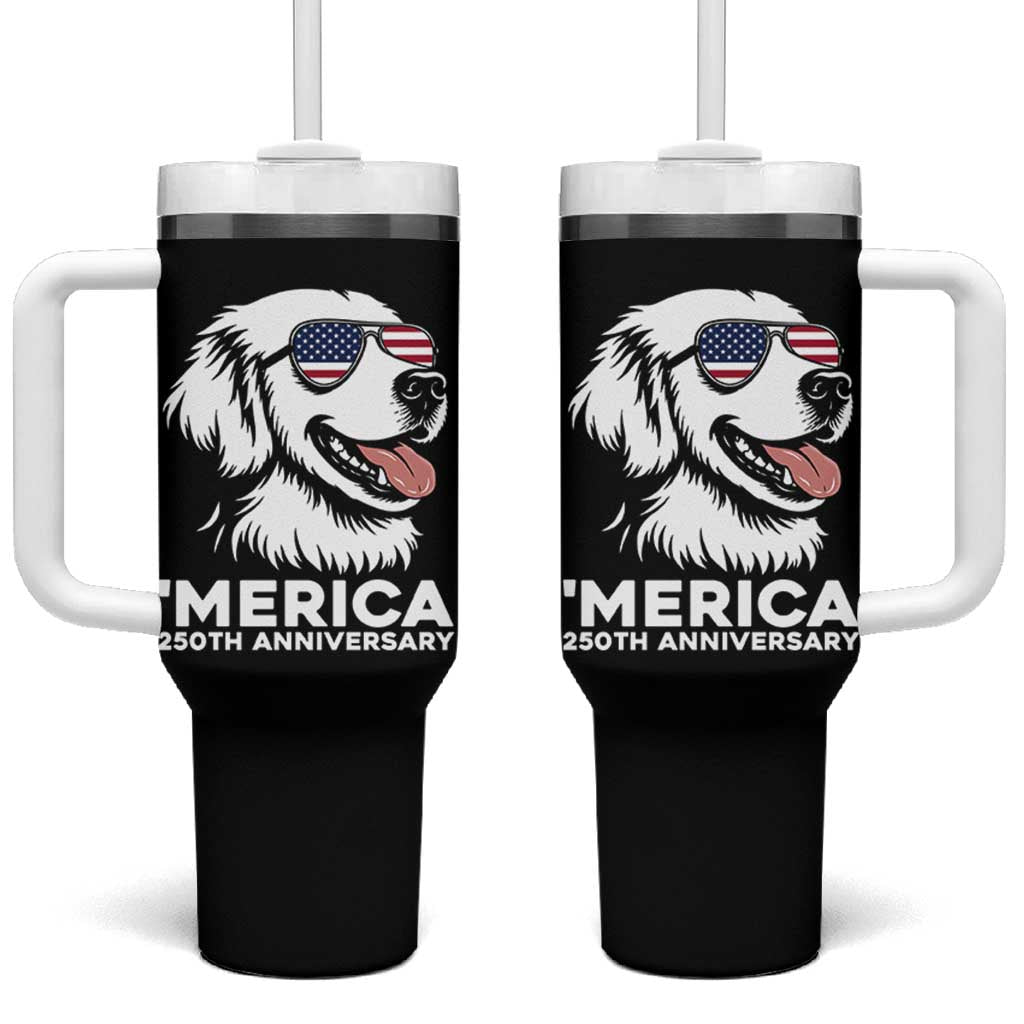 Merica Golden Retriever Lover Tumbler With Handle 250th Anniversary Gift