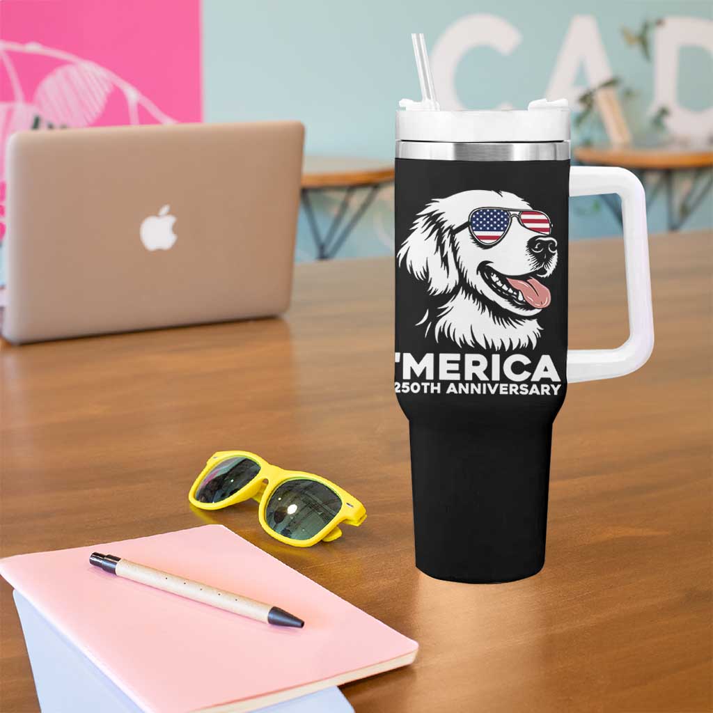 Merica Golden Retriever Lover Tumbler With Handle 250th Anniversary Gift
