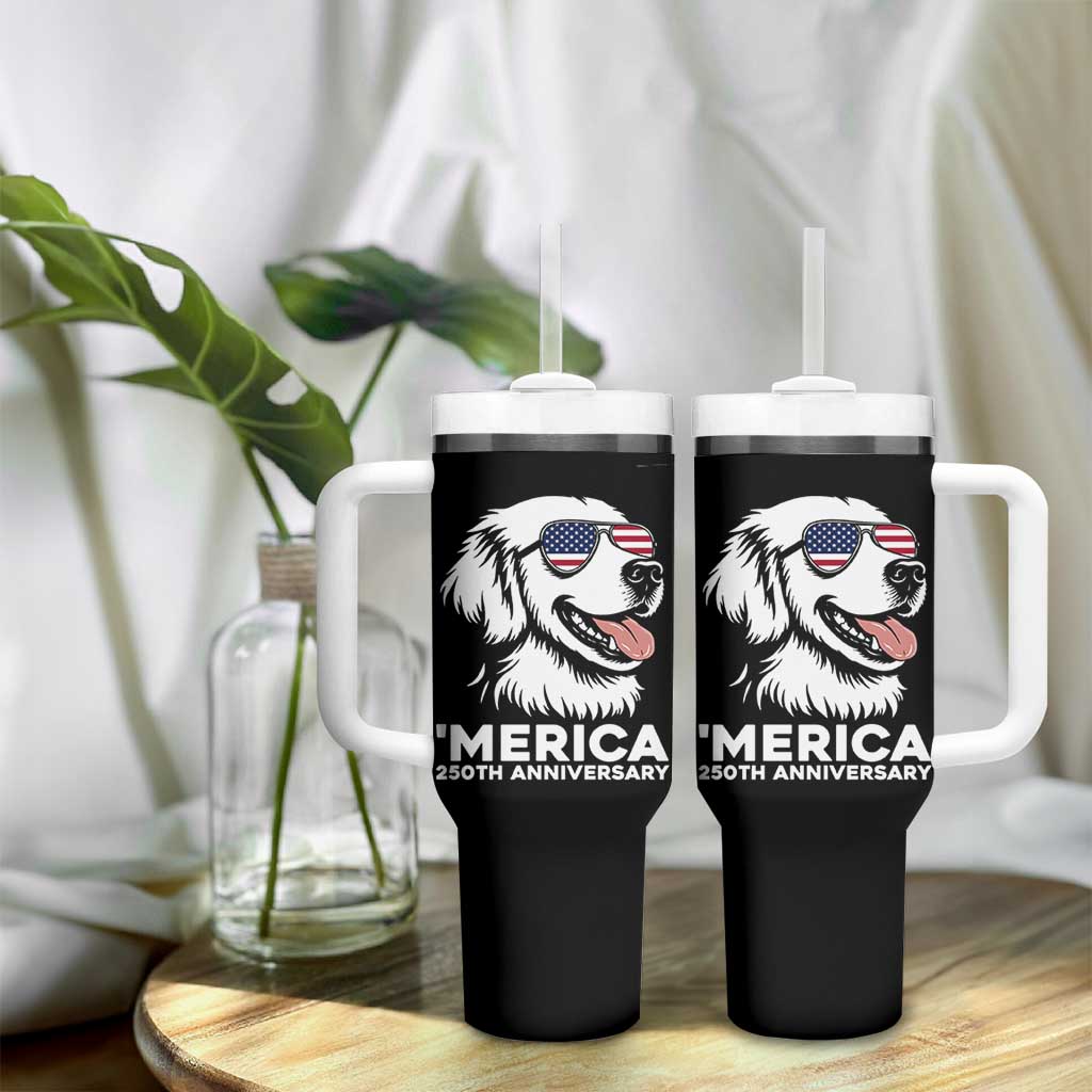 Merica Golden Retriever Lover Tumbler With Handle 250th Anniversary Gift