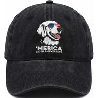 Merica Golden Retriever Lover Washed Cotton Baseball Cap 250th Anniversary Gift
