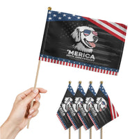 Merica Golden Retriever Lover Patriotic Handheld Flag 250th Anniversary Gift
